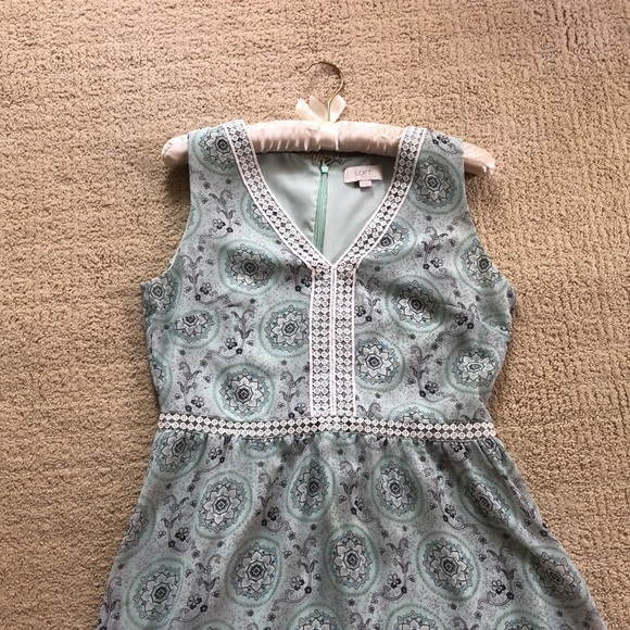 Loft sea green sleeveless dress with lace detail - Picture 4 of 16